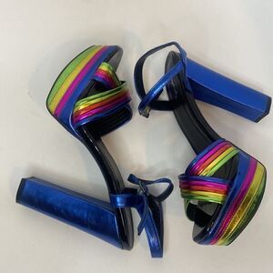 Multi-colored Metallic heels size 8.5 (8 1/2) from QUPID